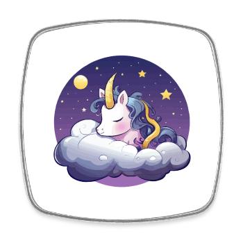 Schlafender Einhorn auf Wolken - Viereckiger Kühlschrankmagnet - Weiß - Vorne