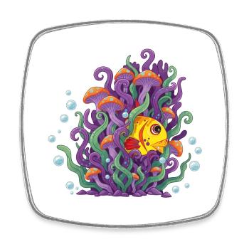 Colorful fish in the sea forest - Square fridge magnet - white - Front