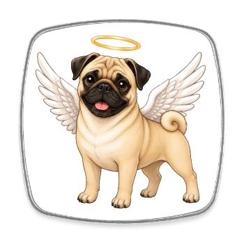 Cute Pug Angel Cartoon Dog Friends Animals - Square fridge magnet - white - Front
