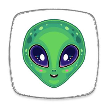 Extraterrestre Kawaii aux yeux brillants mignon - Magnet carré - blanc - Devant