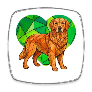 Cubist Golden Retriever Heart Geometric Pet Art - Square fridge magnet - white - Front