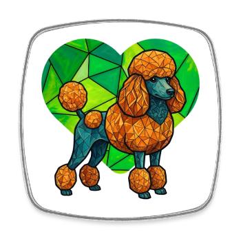 Motif de cœur en mosaïque de caniche géométrique - Magnet carré - blanc - Devant