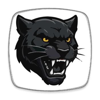 Schwarzer Panther Kopf – Kriegerblick - Viereckiger Kühlschrankmagnet - Weiß - Vorne