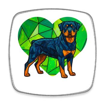 Cubist Rottweiler Geometric Heart Pet Art Design - Square fridge magnet - white - Front