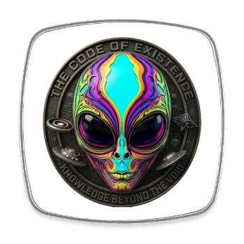 Le Code de l’existence Art de science-fiction extraterrestre - Magnet carré - blanc - Devant