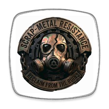 Scrap-Metal Resistance Reclaim From The Ruins - Square fridge magnet - white - Front