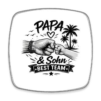 Papa & Sohn Best Team Shirt - Viereckiger Kühlschrankmagnet - Weiß - Vorne