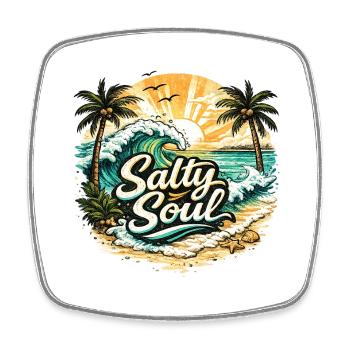 Salty Soul Beach Shirt - Viereckiger Kühlschrankmagnet - Weiß - Vorne
