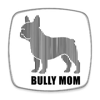 Bully Mom – Französische Bulldogge Silhouette - Viereckiger Kühlschrankmagnet - Weiß - Vorne