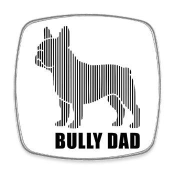 Bully Dad – Französische Bulldogge Silhouette - Viereckiger Kühlschrankmagnet - Weiß - Vorne