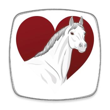 An Abbayan horse in front of a red heart - Square fridge magnet - white - Front