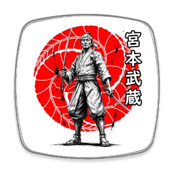 Miyamoto Musashi, escrimeur légendaire - Magnet carré - blanc - Devant