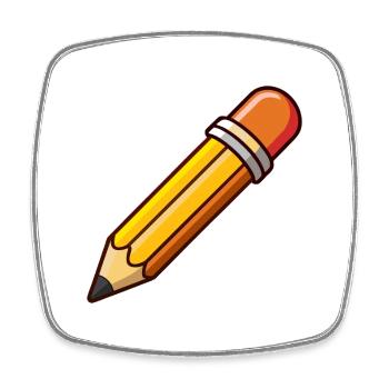 Cartoon Bleistift-Clipart - Viereckiger Kühlschrankmagnet - Weiß - Vorne