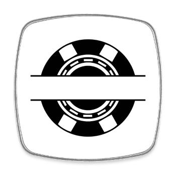 Casino Coin Monogram - Square fridge magnet - white - Front