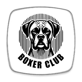 Boxer Club – Minimalist linear silhouette Hund - Viereckiger Kühlschrankmagnet - Weiß - Vorne