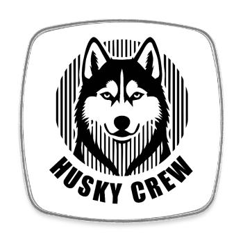 Husky Crew – Minimalist linear silhouette Hund - Viereckiger Kühlschrankmagnet - Weiß - Vorne