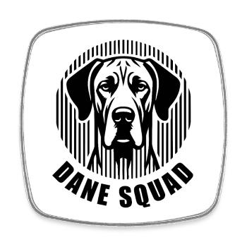 Dane Squad – Minimalist linear silhouette Hund - Viereckiger Kühlschrankmagnet - Weiß - Vorne