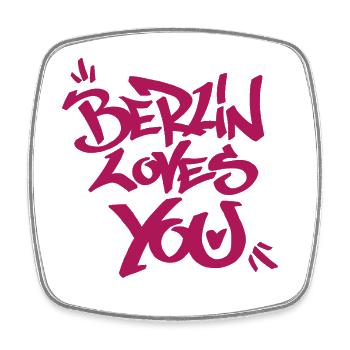 Berlin loves you graffiti style - Square fridge magnet - white - Front