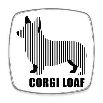 Corgi Loaf – Minimalist linear silhouette Hund - Viereckiger Kühlschrankmagnet - Weiß - Vorne