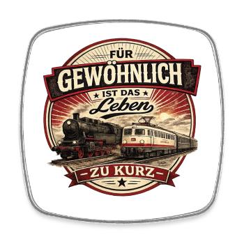 Vintage Eisenbahn Lok Lokomotive Modellbau Spruch  - Viereckiger Kühlschrankmagnet - Weiß - Vorne