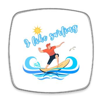 Ich mag Surfen – Sommerstranddesign - Viereckiger Kühlschrankmagnet - Weiß - Vorne