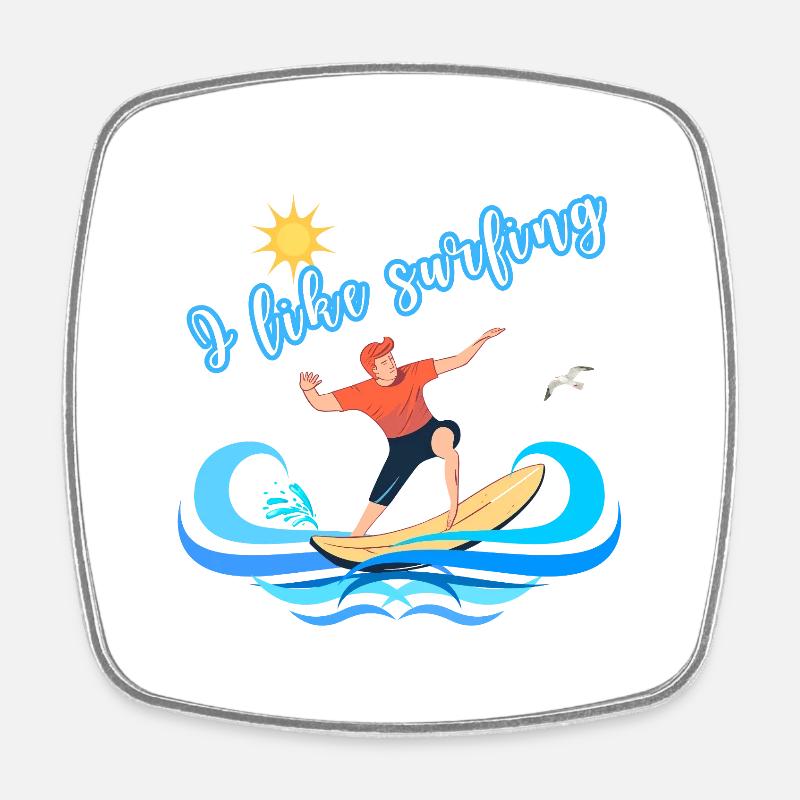 I Like Surfing – Summer Beach Design - Square fridge magnet - white