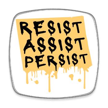 Resist Assist Persist Aktivismus Motivation Logo - Viereckiger Kühlschrankmagnet - Weiß - Vorne