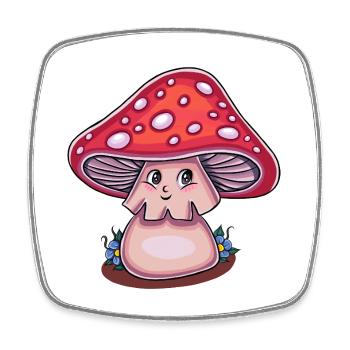 Magic Mushroom Cottagecore (Kawaii-Version) - Viereckiger Kühlschrankmagnet - Weiß - Vorne