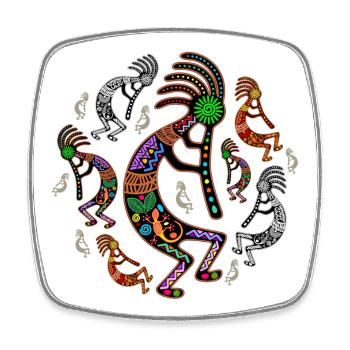 Kokopelli Rainbow Colors - Square fridge magnet - white - Front