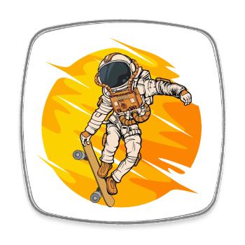 Saut en skateboard d’astronaute - Magnet carré - blanc - Devant