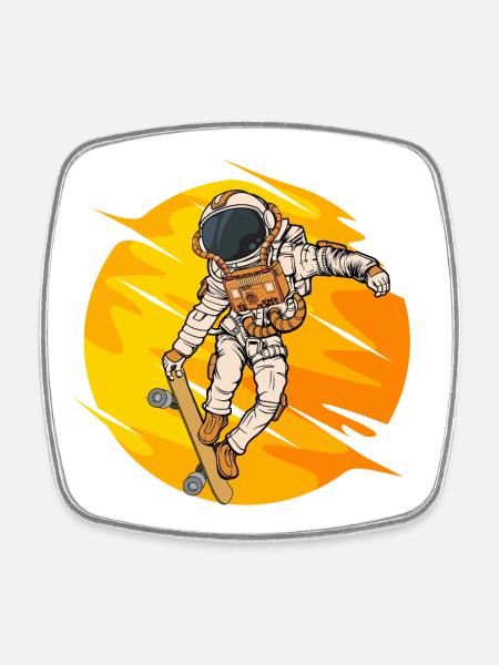 Saut en skateboard d’astronaute - Magnet carré - blanc