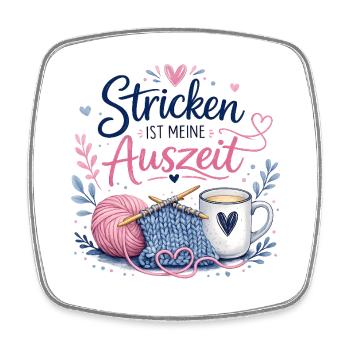 Stricken ist meine Auszeit - Viereckiger Kühlschrankmagnet - Weiß - Vorne