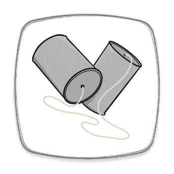 Tin Can Phone Nostalgia - Square fridge magnet - white - Front