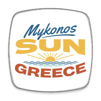 Mykonos Soleil Grèce Coucher de soleil Tee - Magnet carré - blanc - Devant