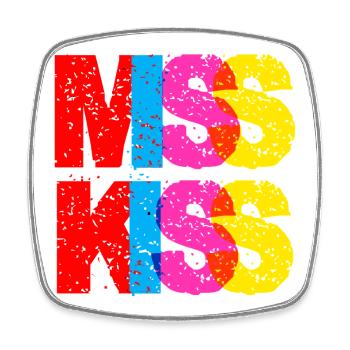 Miss Kiss Pop Typografie - Viereckiger Kühlschrankmagnet - Weiß - Vorne