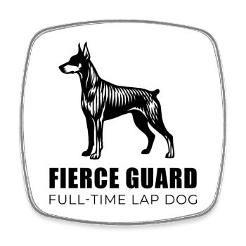 Dobie Silhouette - Fierce Guard linear Doberman - Square fridge magnet - white - Front