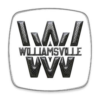 Williamsville WV Metal Text Logo - Square fridge magnet - white - Front