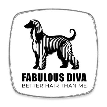 Affie Silhouette - Fabulous Diva linear Afghane - Viereckiger Kühlschrankmagnet - Weiß - Vorne