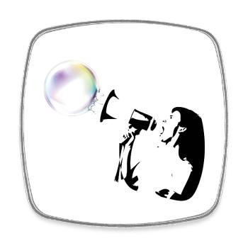 bubble shot - Square fridge magnet - white - Front