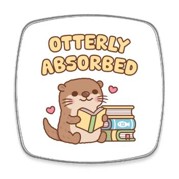 Süßer Otter völlig in Bücher vertieft – lustiges Wortspiel - Viereckiger Kühlschrankmagnet - Weiß - Vorne