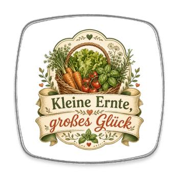 Kleine Ernte, großes Glück - Viereckiger Kühlschrankmagnet - Weiß - Vorne