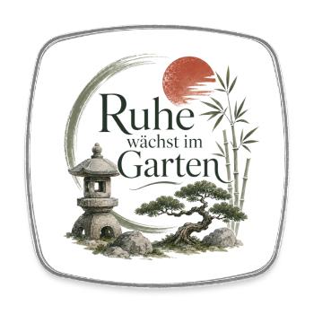 Ruhe wächst im Garten - Viereckiger Kühlschrankmagnet - Weiß - Vorne
