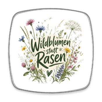 Wildblumen statt Rasen - Viereckiger Kühlschrankmagnet - Weiß - Vorne