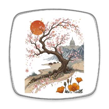 Vintage Cherry Capital 100th Anniversary Art - Square fridge magnet - white - Front
