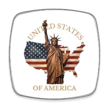 Vereinigte Staaten von Amerika Vintage-Freiheitsstatue - Viereckiger Kühlschrankmagnet - Weiß - Vorne