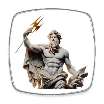 Zeus God of Thunder Statue - Square fridge magnet - white - Front