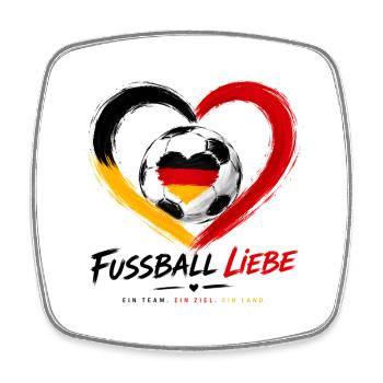 Fussball Liebe Herzflagge Deutschland - Viereckiger Kühlschrankmagnet - Weiß - Vorne