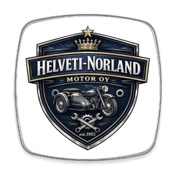 Helveti-Norland Motor OY - Leidenschaft seit 1955 - Viereckiger Kühlschrankmagnet - Weiß - Vorne