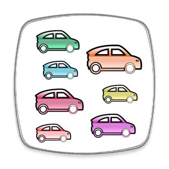 Automobiles - Magnet carré - blanc - Devant