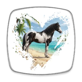 Ein Abaco-Pferdebart, der Strand und ein Herz - Viereckiger Kühlschrankmagnet - Weiß - Vorne